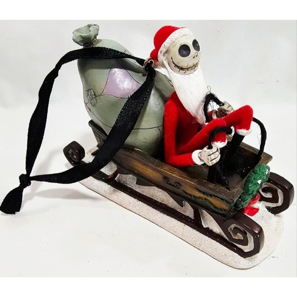 Disney Nightmare Before Christmas Santa Jack Skellington In Sleigh Ornament